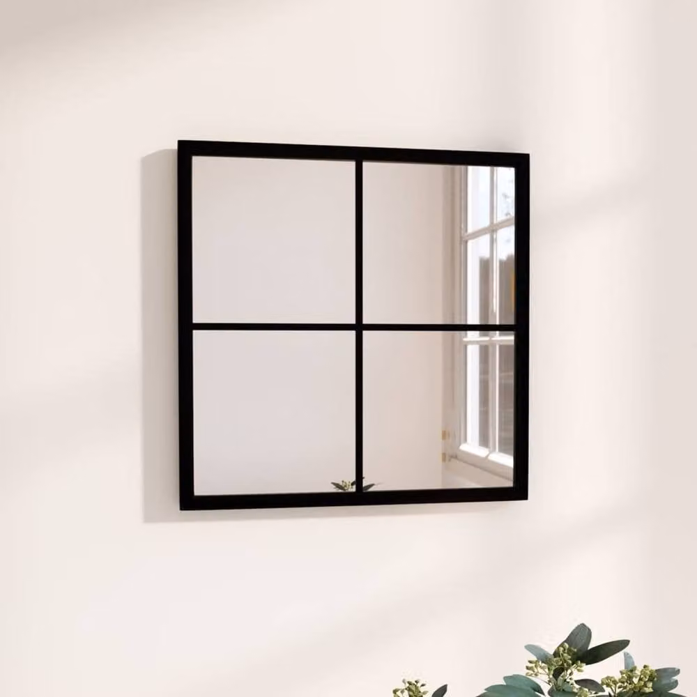 Berkfield Home Black Metal Square Wall Mirror W/H: 40 x 40 cm – 2