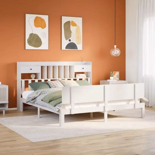 Berkfield Home Small Double Bed Frame with Drawers in White Sonoma Oak, W/D/H: 120 x 190 cm – 1