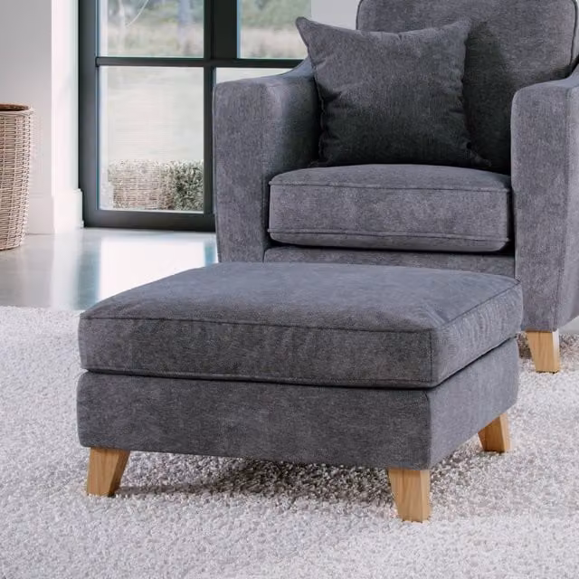 The Great Sofa Company Jackson Chenille Fabric Footstool in Grey – 1