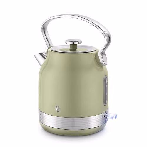 Swan SK14631GRN Retro Traditional Kettle in Green and Stainless Steel, 1.7 l, 3 kW, with Removable Limescale Filter – 1