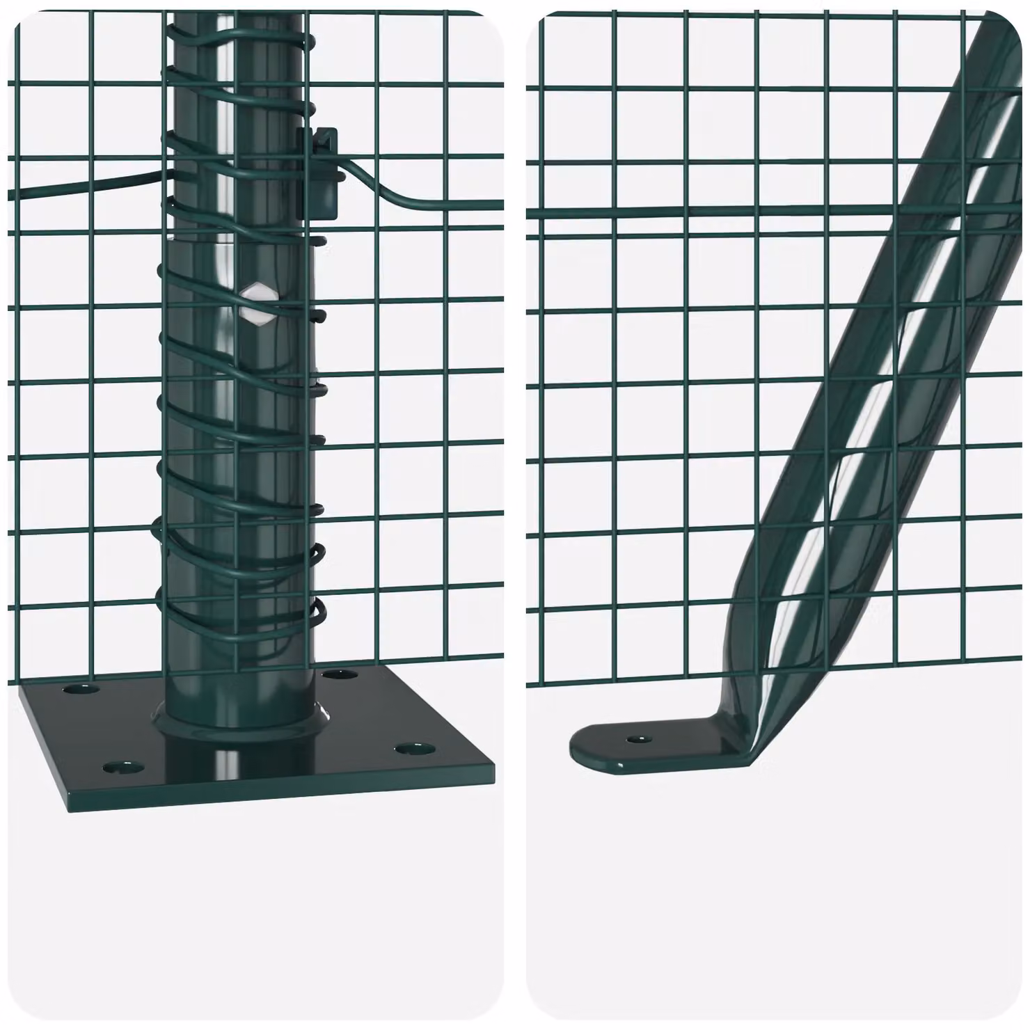 Berkfield Home Green PVC-Coated Steel Welded Wire Fence with 13 Flanged Posts, 0.8 x 50 m – 6