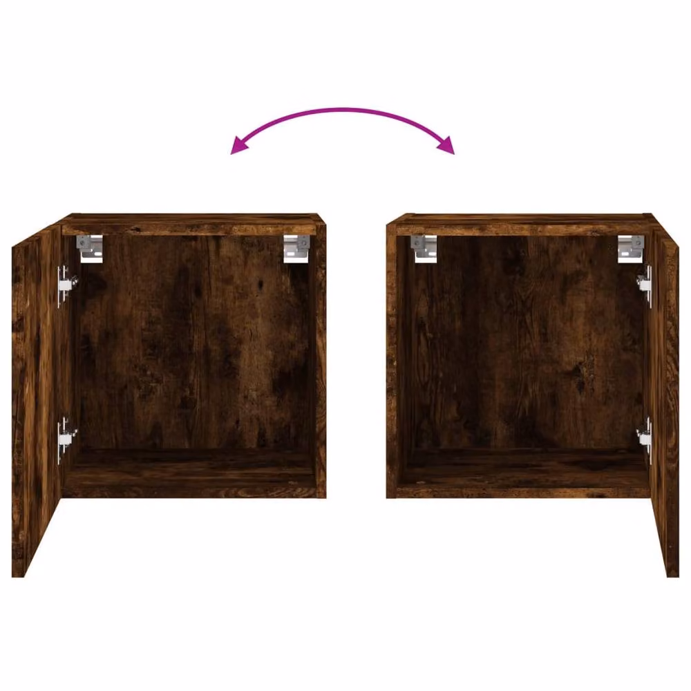 Berkfield Home Set of 2 Wall Mounted TV Cabinets in Smoked Oak Brown, W/D/H: 40.5 x 30 x 40 cm – 8