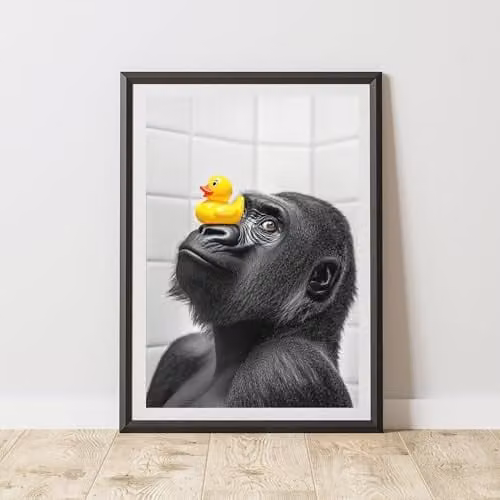 60 Second Makeover Gorilla Rubber Duck Nose Animal Print Paper Poster, W/H: 21.0 x 29.7 cm