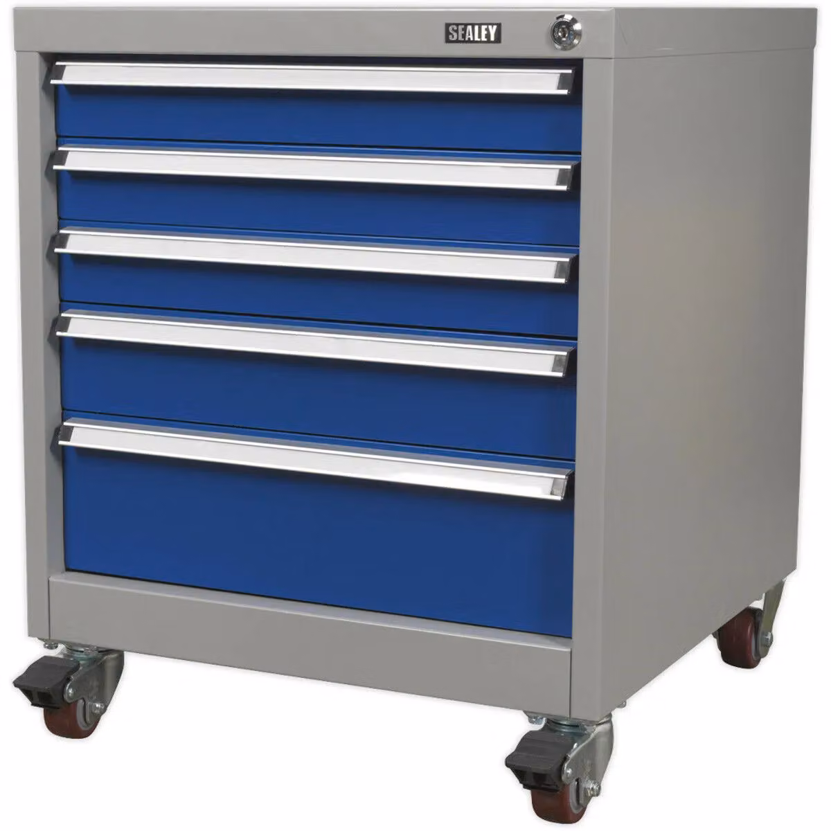 Loops Blue Industrial 5 Drawer Mobile Metal Cabinet with Lockable Castors, W/D/H: 58.0 x 51.88 x 67.5 cm – 3