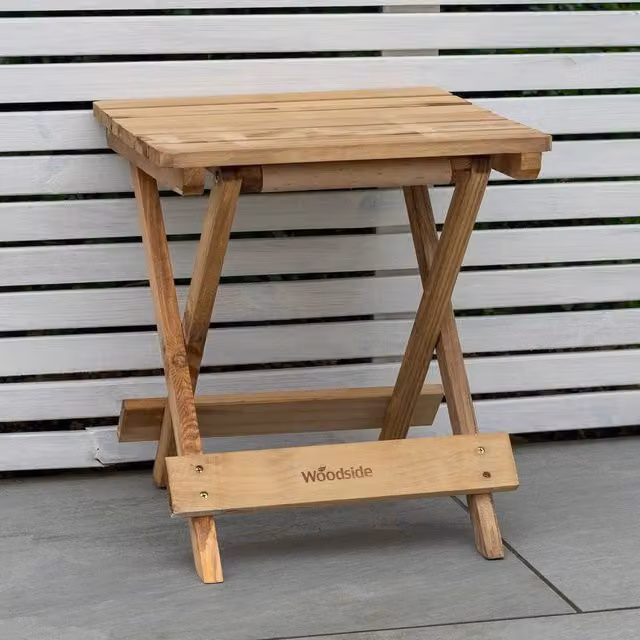 EONLION Brown Wooden Folding Garden Side Table for Coffee and Snacks