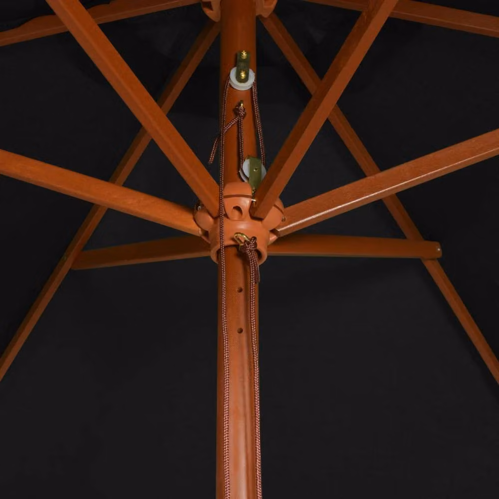 Berkfield Home Outdoor Parasol with Wooden Pole, Black, W: 300 cm, D: 200 cm – 2
