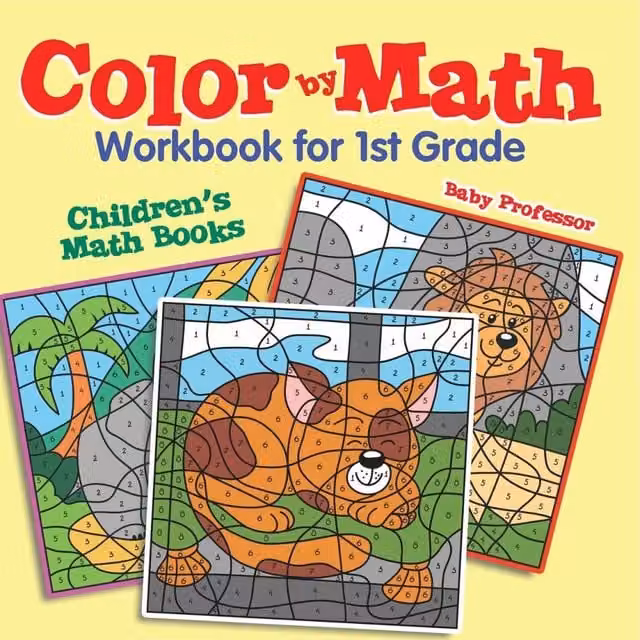 Baby Professor Color by Math Workbook for 1st Grade Children in White and Multicolour Paperback