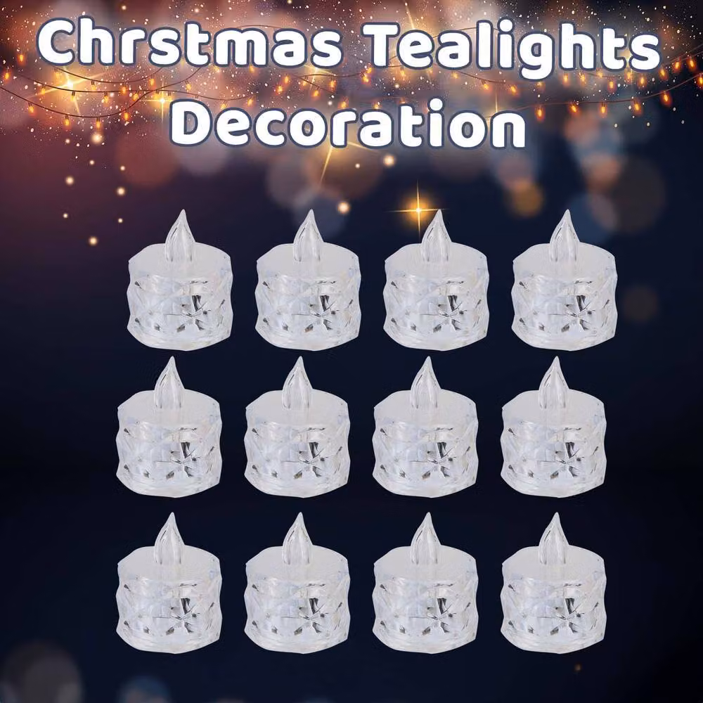 VFM e-Store Christmas Tealights, Transparent, W: 5 cm, H: 3.5 cm, Pack of 12 – 2