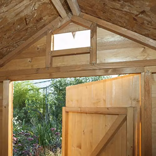 Rowlinson Security Wood Shed, Brown, W: 139 cm, D: 184 cm, H: 206 cm – 2