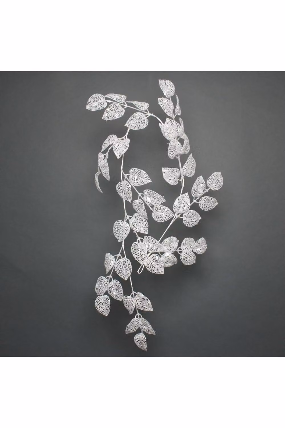 KDMD White Glitter Leaf Garland, 150cm – 2