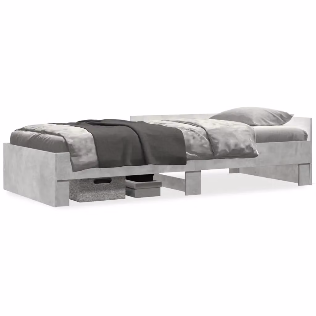 Berkfield Home Single Bed Frame in Concrete Grey, Engineered Wood, W/D/H: 90 x 190 cm – 2