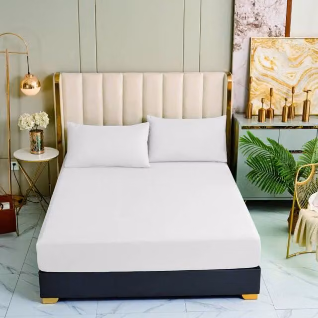 Ezysleep Egyptian Cotton 400 Thread Count Fitted Sheet, White, W/D/H: 90 x 200 cm