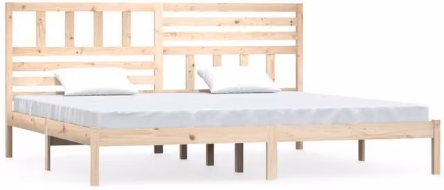 Berkfield Home Super King Size Solid Wood Pine Bed Frame in Beige, W: 180 cm, D: 200 cm