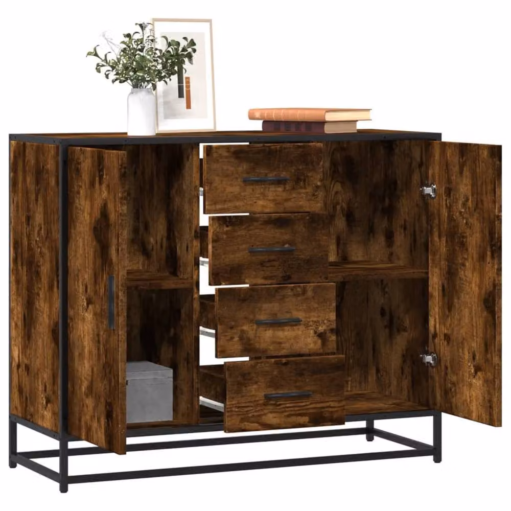 Berkfield Home Smoked Oak Sideboard in Brown, W/D/H: 92 x 35 x 76 cm – 2
