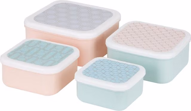 Orsina Set of 4 Stackable Frosted Deco Lunch Boxes in Multicolour and Transparent