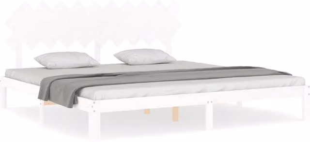 Berkfield Home White Solid Wood Bed Frame with Headboard, 200 x 200 cm
