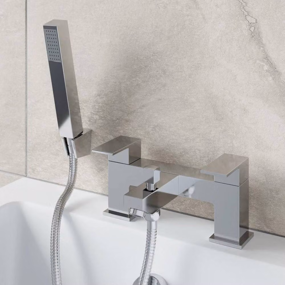 KORVIXA Single Lever Square Mono Basin Sink Mixer Tap in Silver Chrome – 2