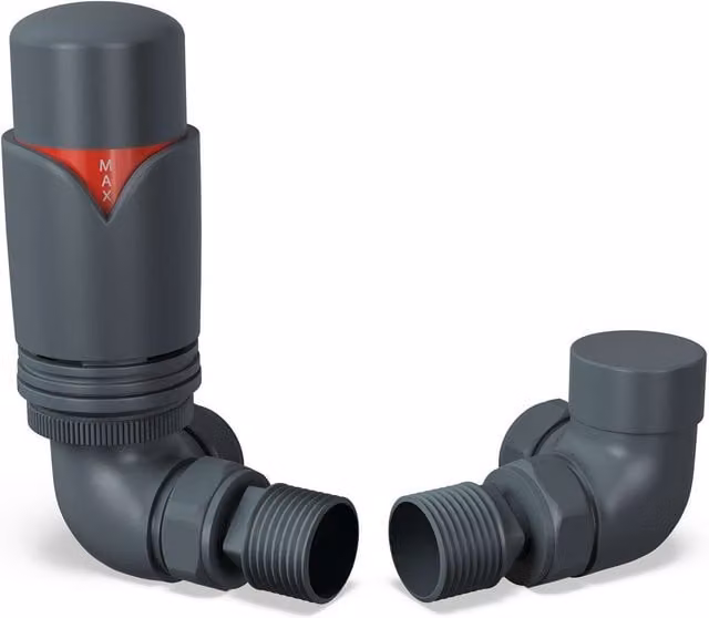 UK Radiators Anthracite Thermostatic Radiator Valve and Lockshield Valve Set – 1