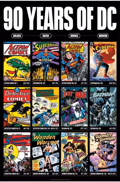 FaNaTtik DC Comics 90th Anniversary Limited Edition A3 Art Print, Multicolour – 1