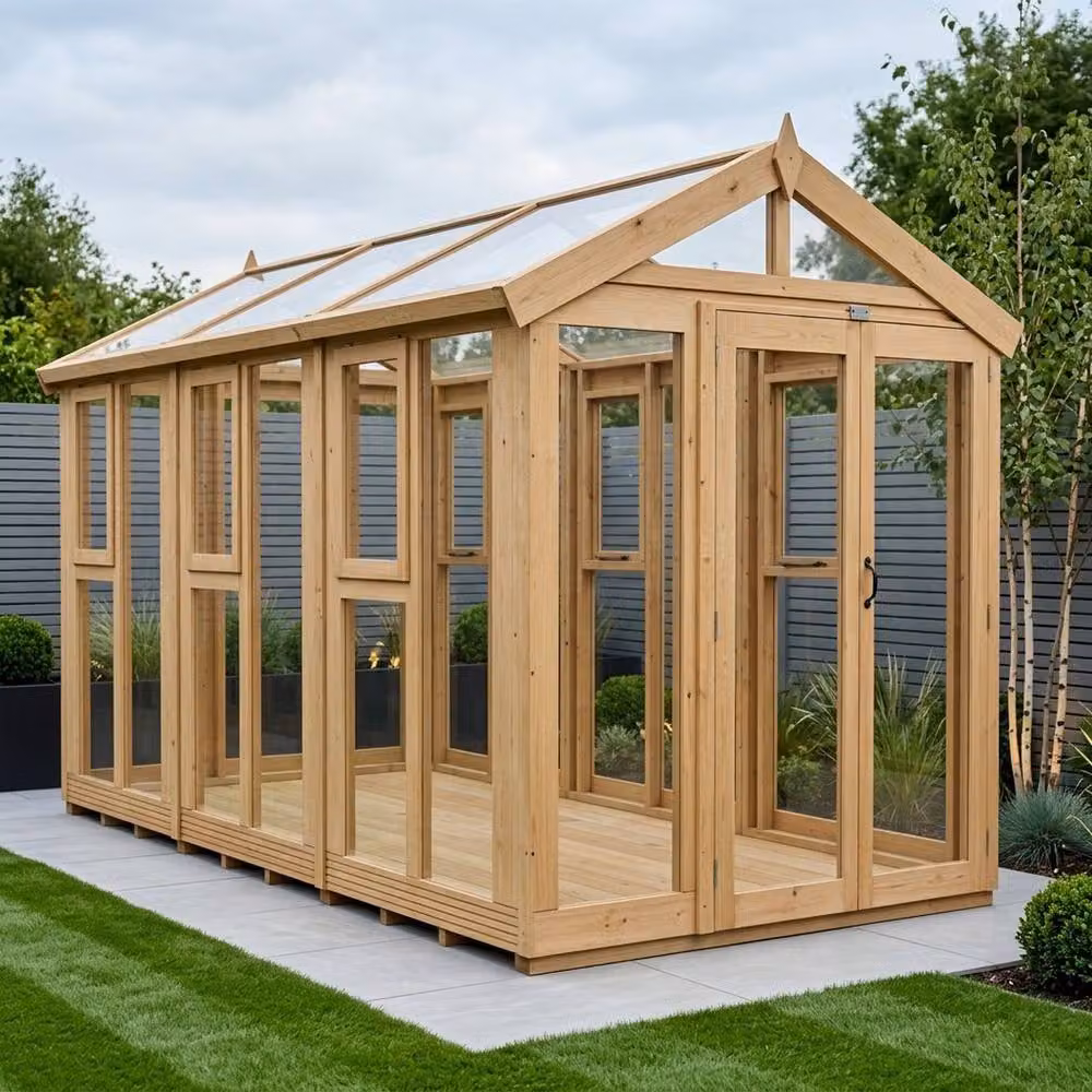 Buttercup Farm Apex Glass Greenhouse in Brown with Pressure Treated Timber – 2