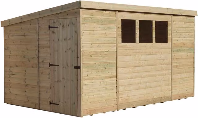 Empire Sheds 2500 10x8 Pent Garden Shed in Green with Single Door and 3 Windows