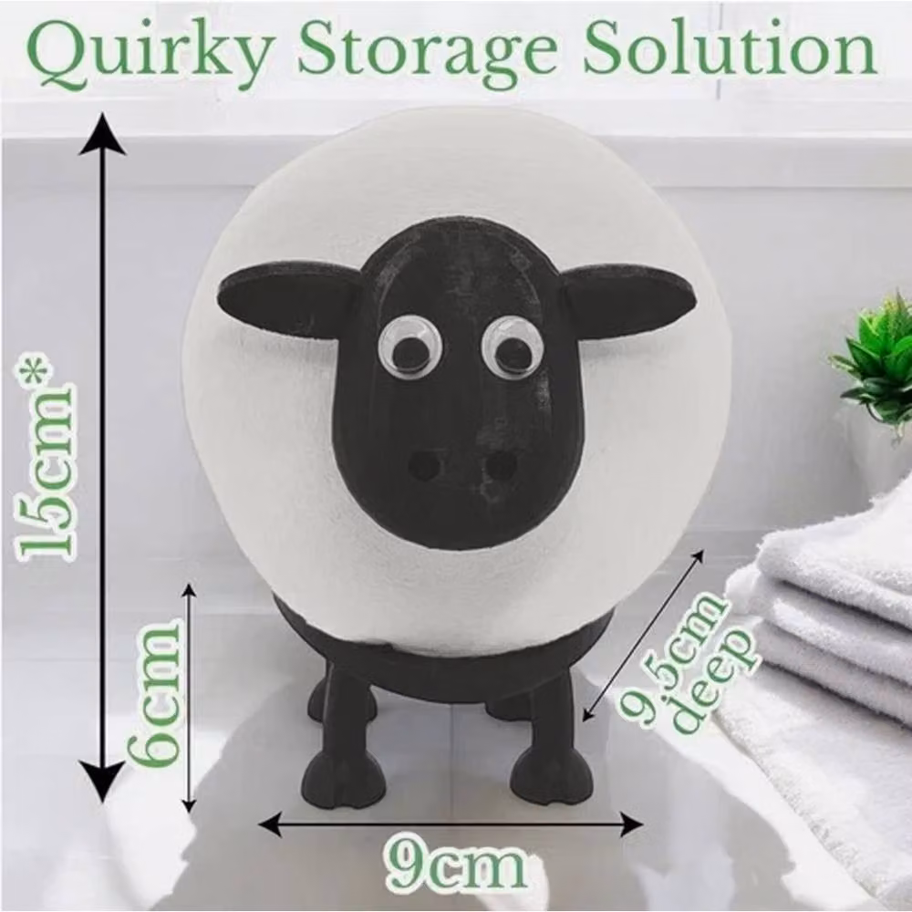 VOGREX 3-Piece Sheep Novelty Toilet Roll Holder and Spare Roll Stand Set, Multicolour, Freestanding Plastic Bathroom Decor – 2