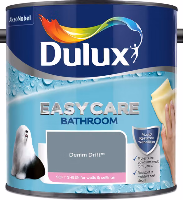 Dulux Easycare Bathroom Soft Sheen Emulsion Paint for Walls and Ceilings, Blue, 2.5 l – 5