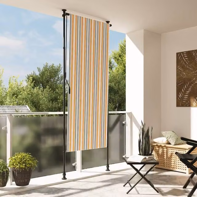 Berkfield Home Outdoor Roller Blind in Yellow and White, W: 100 cm, H: 270 cm