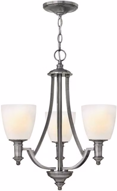 Elstead Truman 3-Light Multi Arm Chandelier in Antique Nickel Finish with Glass Details