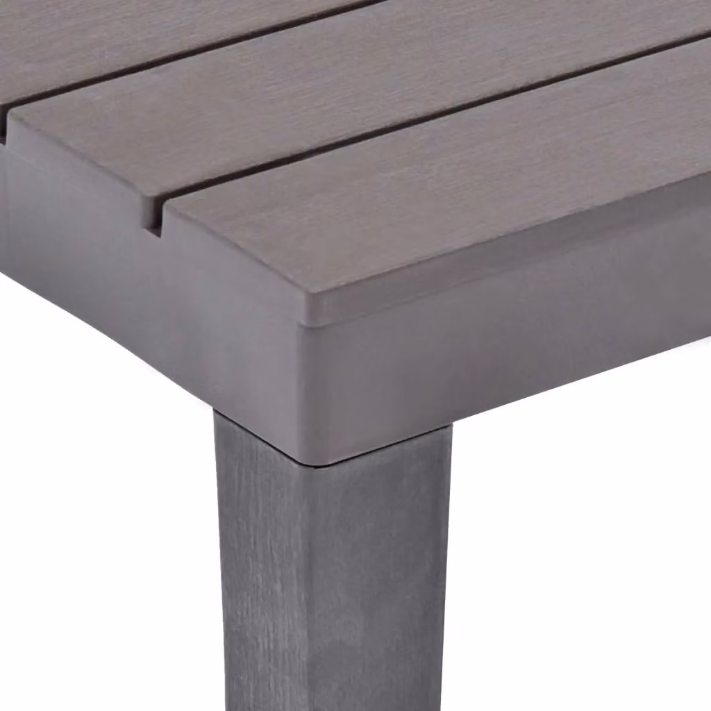 Berkfield Brown Plastic Garden Table with 2 Benches – 3