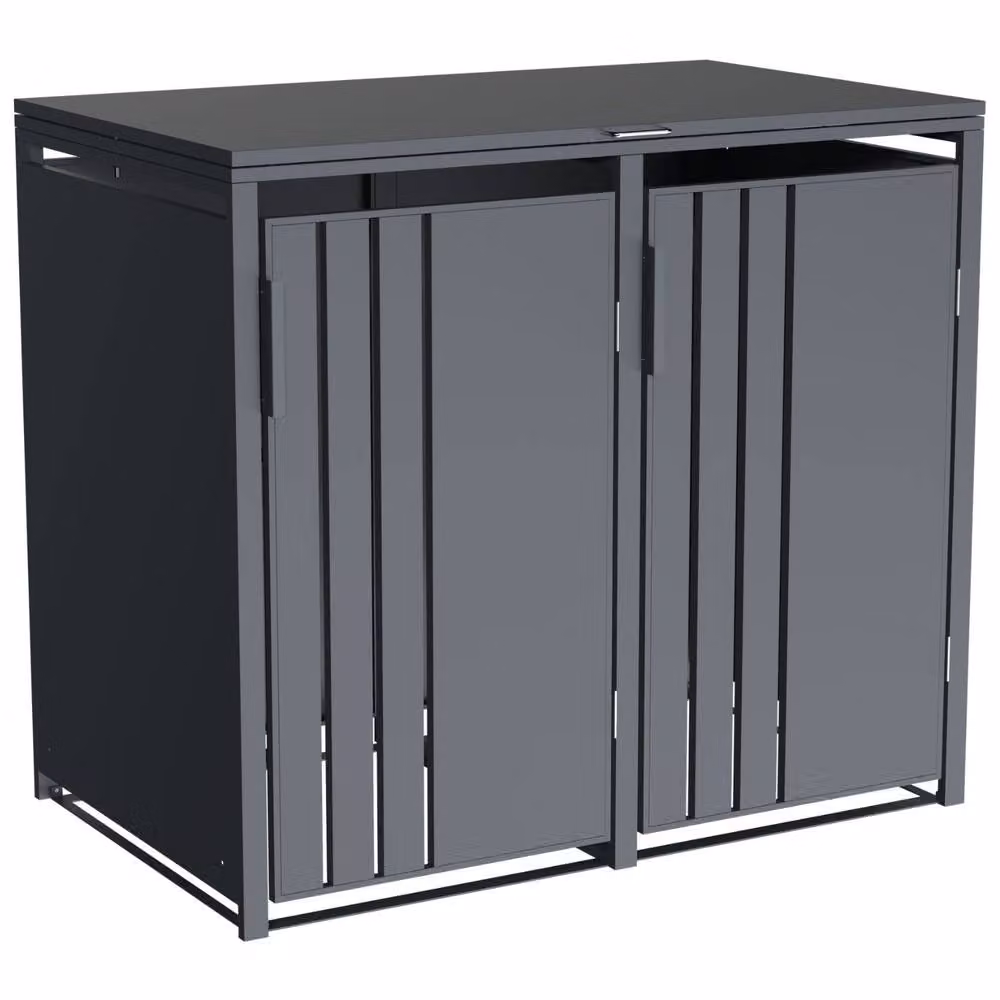 Phoenix Safe Company Anthracite Double Wheelie Bin Store for 2 x 240L Bins, Soft Close Metal Storage, W: 80 cm, D: 116 cm, H: 80 cm – 7