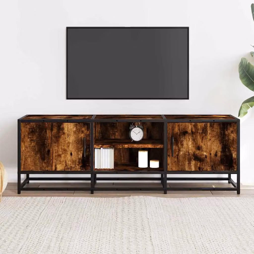 Berkfield Home Industrial TV Cabinet in Smoked Oak and Brown, W/D/H: 120 x 41 x 35 cm – 3