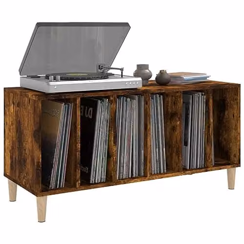 vidaXL Modern Record Cabinet in Smoked Oak, W/D/H: 100 x 38 x 48 cm – 5