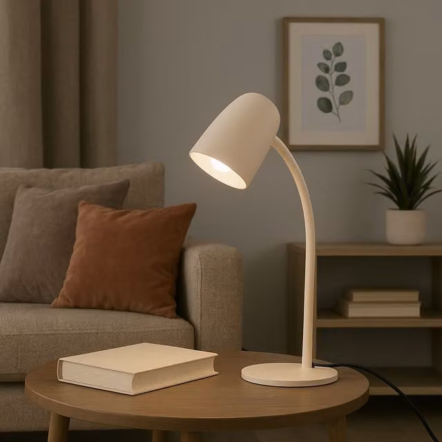 Eglo Carlo Modern Metal Flexible Desk Lamp in Sand Beige – 1