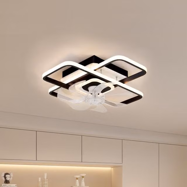 Lifeideas Modern Square LED Ceiling Light with Fan in White