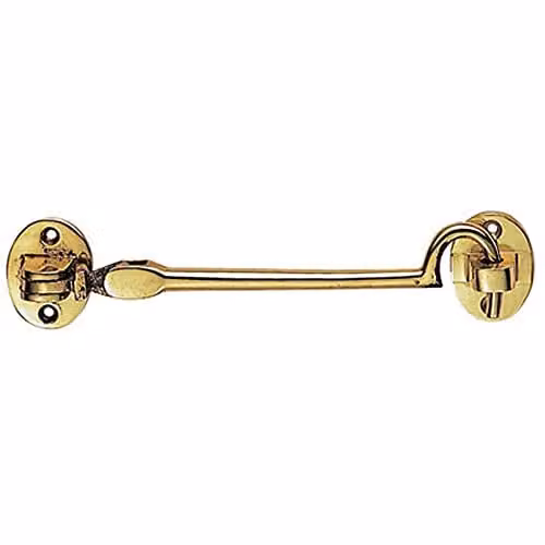 Loops Heavy Duty Cabin Hook and Eye in Polished Brass, 30.5 cm Arm