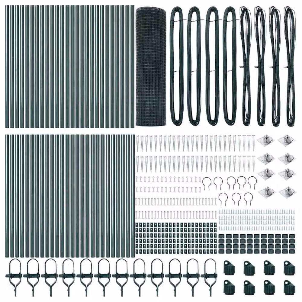 Berkfield Home Green Steel Welded Wire Fence with 13 Spike Posts, W: 0.5 m, L: 100 m – 4