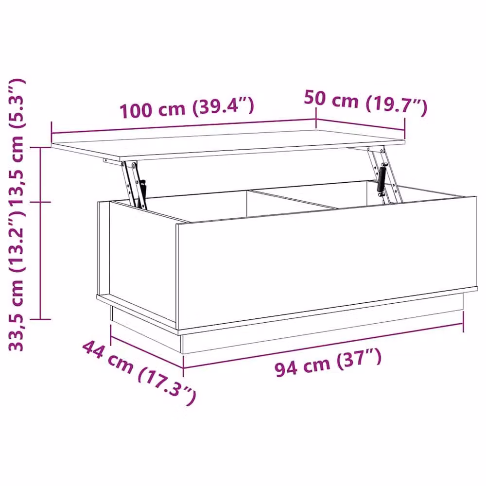 Berkfield Home Beautiful Coffee Table in Light Tan Solid Pine Wood with Lift Mechanism W/D/H: 100 x 50 x 35 cm – 2