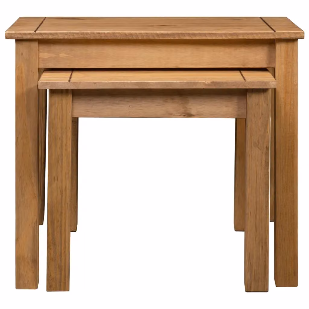 Berkfield Home Panama Range Nesting Tables, Set of 2, Solid Pine Wood, Brown – 2