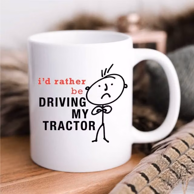60 Second Makeover Men's I'd Rather Be Driving My Tractor Mug, White, 11oz – 1