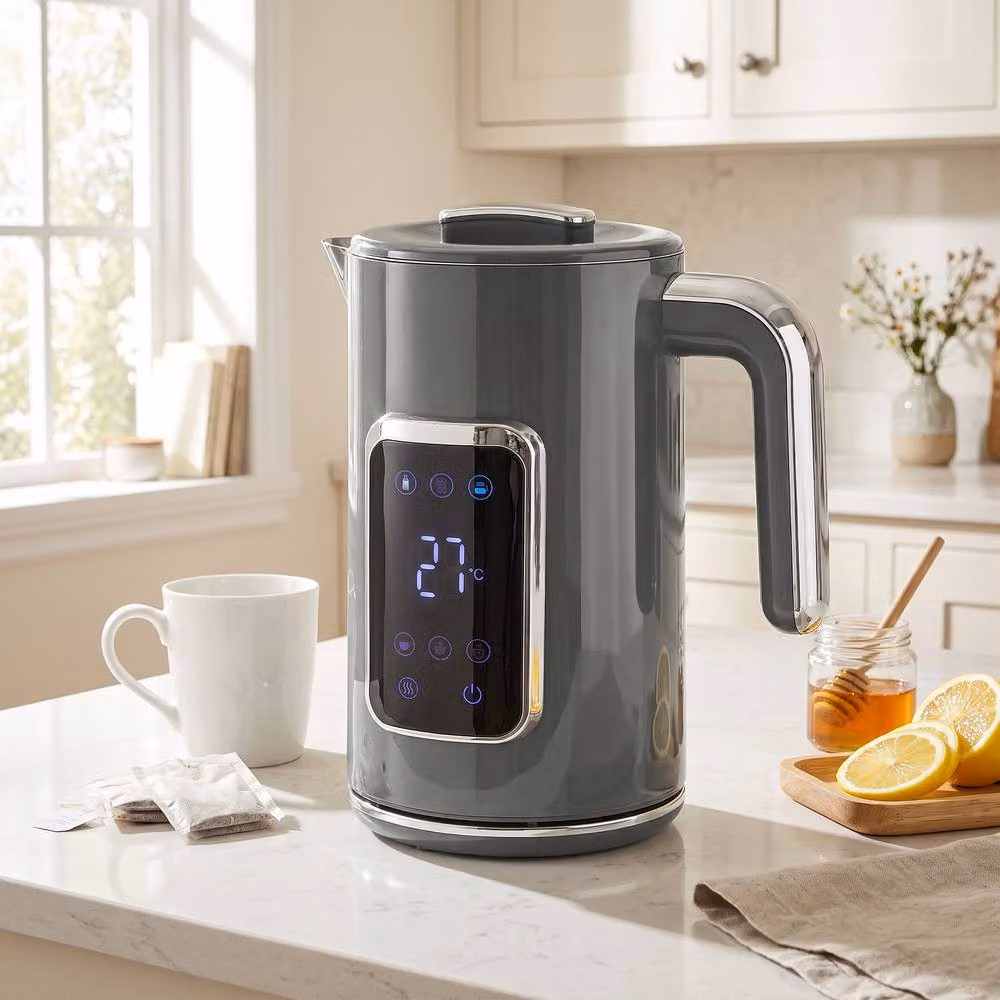 HOMCOM 1.7 l Fast Boil 3000W Electric Kettle with LED Touch Display and Keep Warm Function, Grey – 2