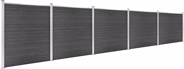Berkfield Home WPC Fence Panel Set, Black, W: 872 cm, H: 186 cm – 1