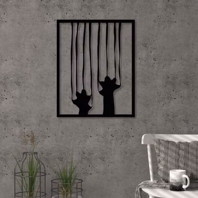 Decortie Scratch Abstract Animal Metal Wall Art in Black