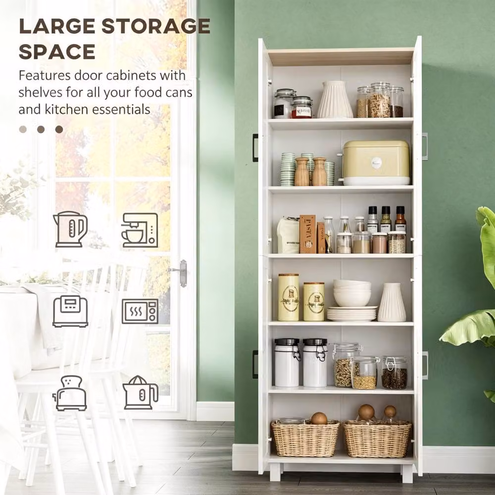 STILVORA Modern White Kitchen Storage Cabinet with 4 Hinged Doors and Internal Shelves – 3