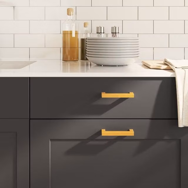 Berkfield Home Gold Brushed Stainless Steel Bar Cabinet Handles, 10 Pack, 96 mm