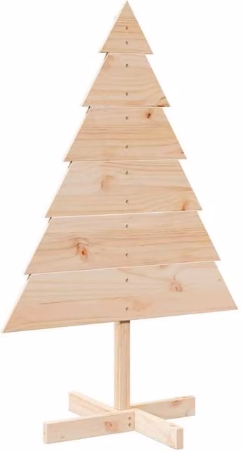 Berkfield Home Rustic Wooden Christmas Tree Decoration in Beige, Height: 110 cm – 1