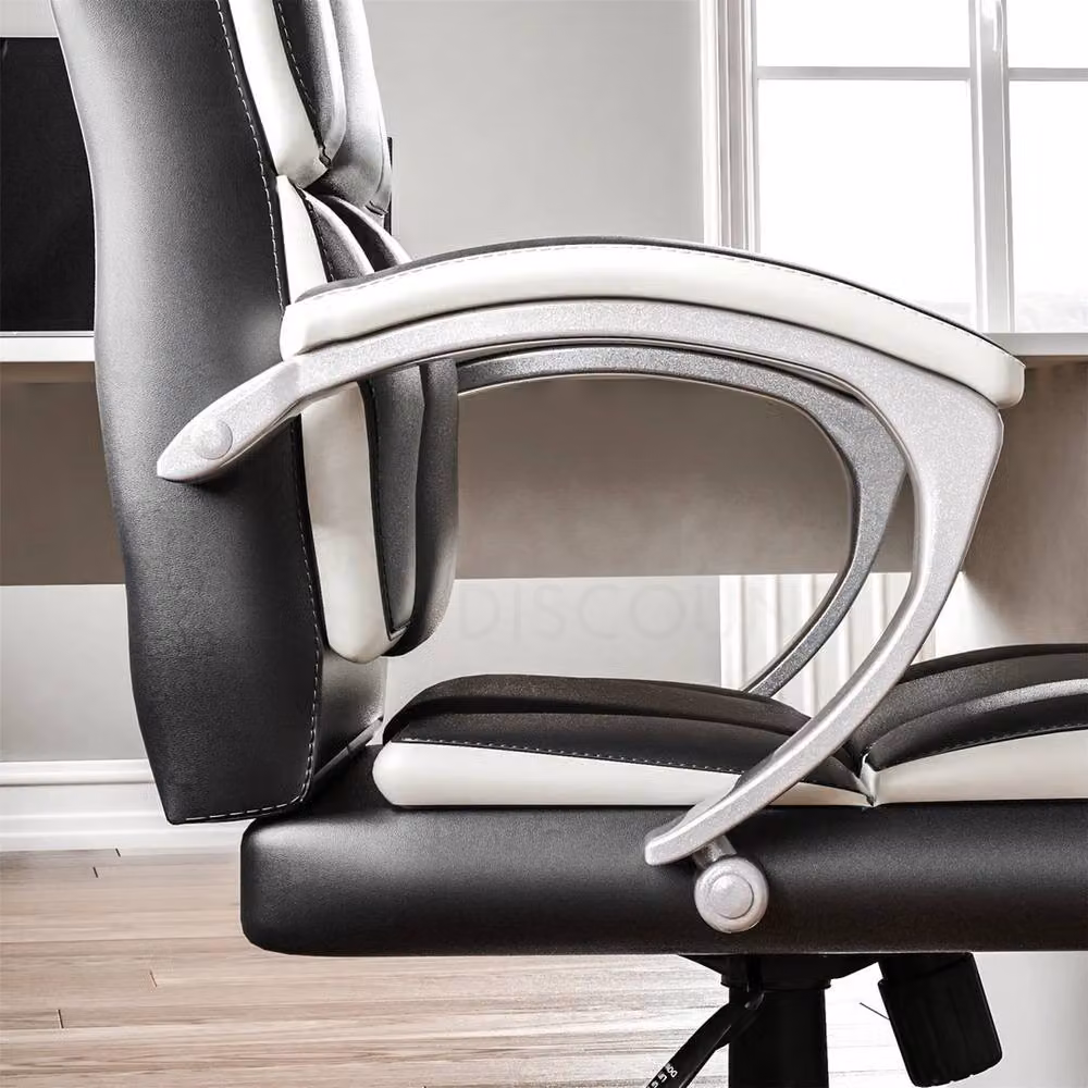 EONLION Black Faux Leather Swivel Gaming and Home Office Chair with Headrest and Armrests – 3