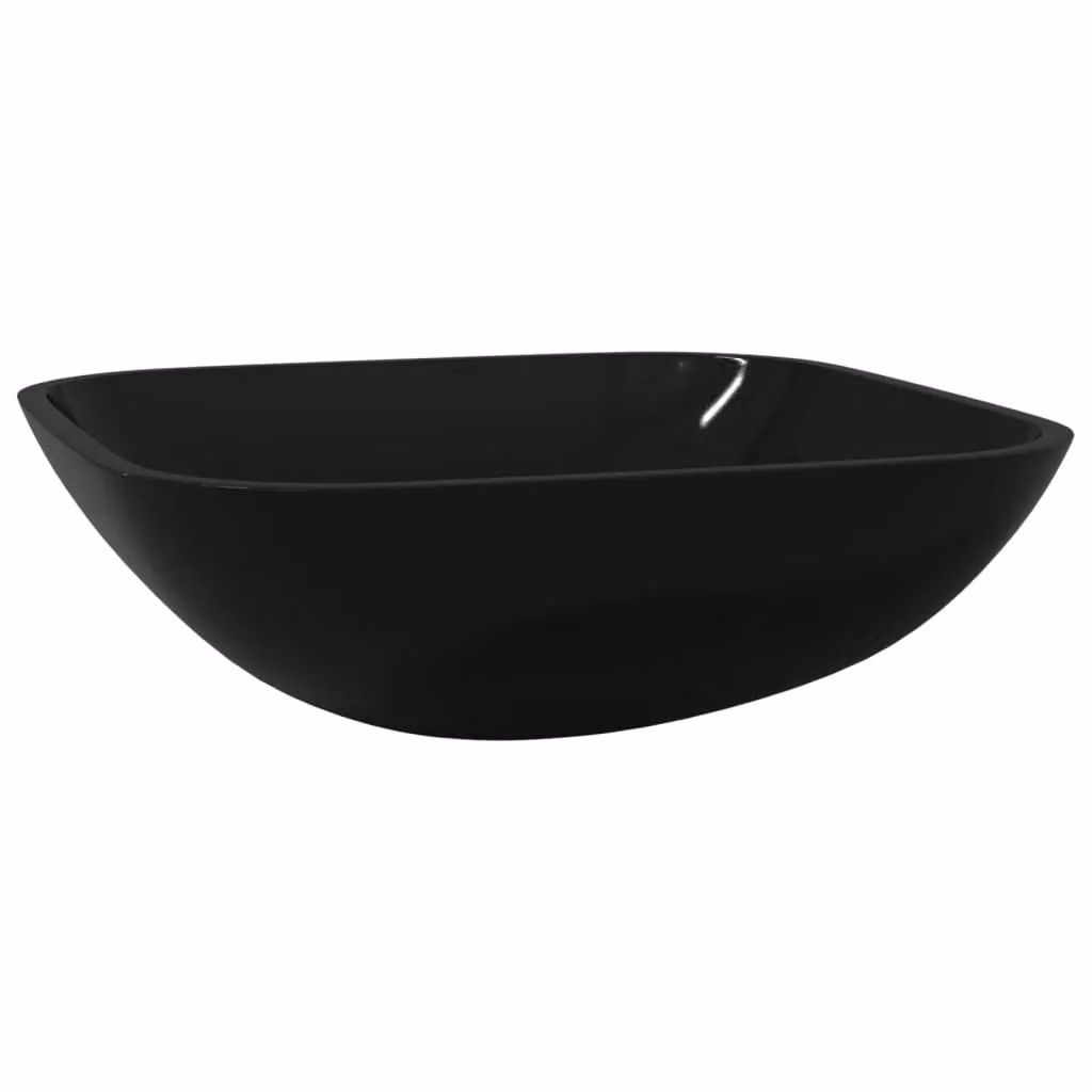 Berkfield Square Glass Countertop Basin in Black, W/D/H: 42 x 42 x 14 cm – 2