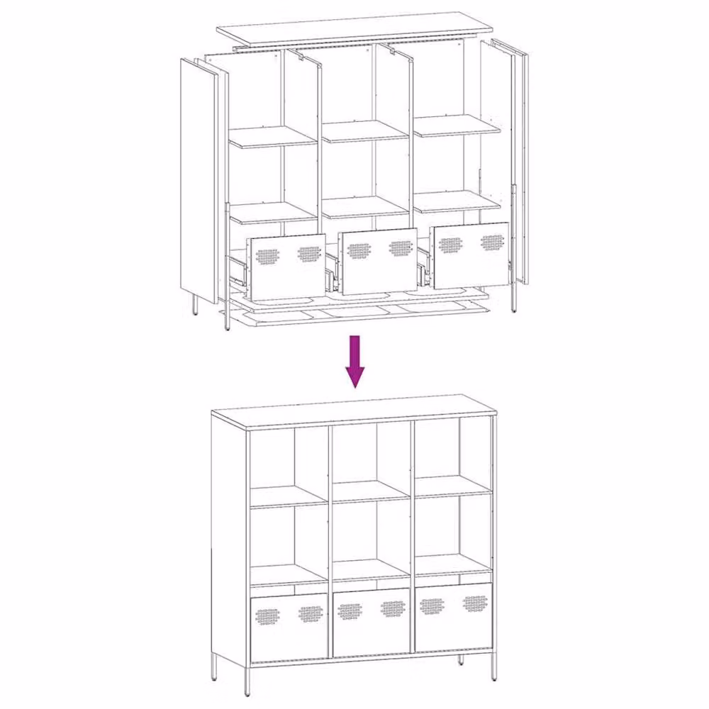 Berkfield Home Modern White Steel Highboard with Doors and Drawers, W/D/H: 101.5 x 39 x 103.5 cm – 4
