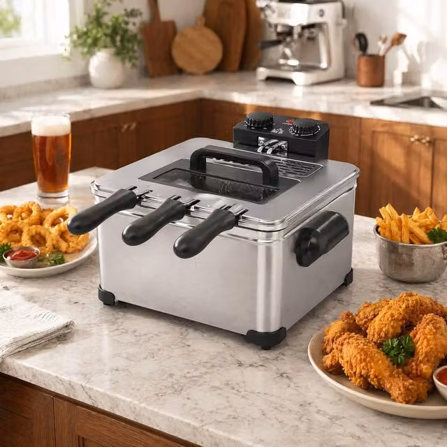STILVORA Deep Fat Fryer with Adjustable Timer and Overheat Protection, 5L, Silver – 1